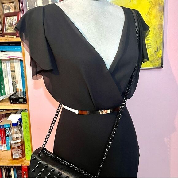 💥Host Pick!💥 NWT Erin by Erin Fetherston Black Contessa Chiffon Gown - Picture 5 of 10